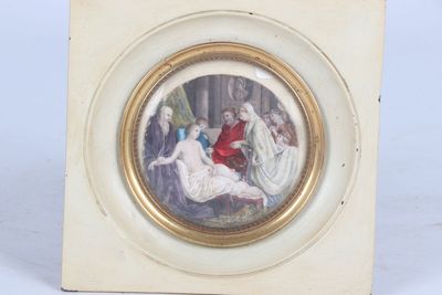 a picture of a picture of a man and a woman in the woods