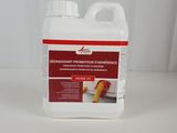 a gallon of liquid sitting on top of a white table