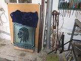 a picture of a door with a picture of a horse on it