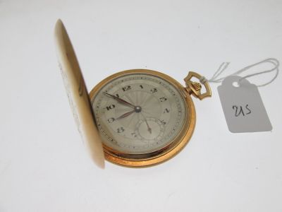 a gold pocket watch with a price tag attached to it