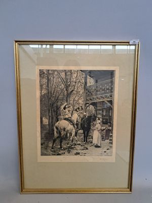 D'après Meissonier Lithographie de Boilot, La Halte.