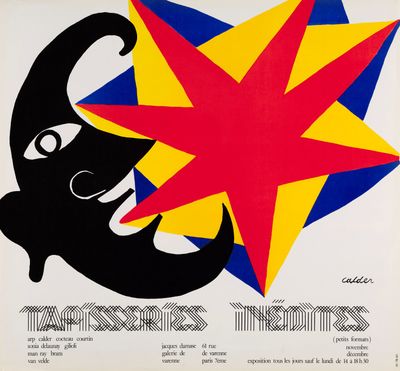 a black and white poster with a red star on it
