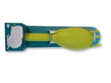 une image représentant une cuillère jaune et verte avec un manche vert