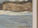 a painting of a man riding a horse in the snow