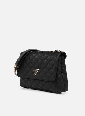 black quilted cross body bag with chain strap