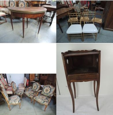 Ensemble de mobilier comprenant : deux chaises en bois doré …