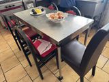 a table with a bowl of fruit on it and a bowl of fruit on a plate on the table