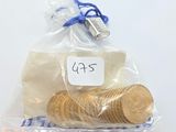 a bag full of coins and a bag with a price tag on it