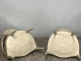 pair of antique silver plated salt and pepper shakers