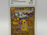 a close up of a pokemon card in a plastic holder