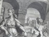 a drawing of a woman sitting on a bench with a dog
