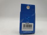 the back of a blue box with a barcode on it