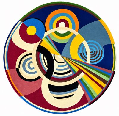 une œuvre d'art circulaire aux couleurs vives sur fond blanc