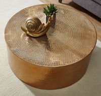 Table basse ronde en aluminium doré - 75x75x31 cm - retour t… (photo 2)