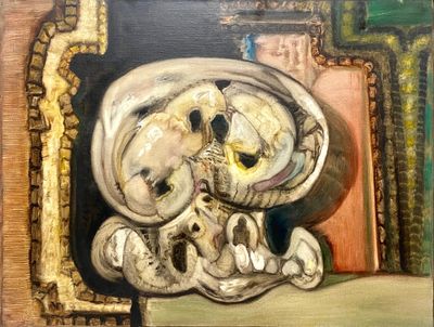 un tableau représentant un éléphant tenant un éléphanteau dans ses bras