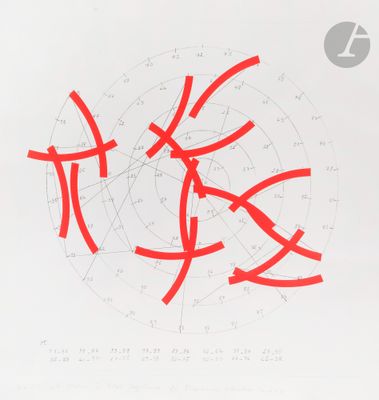 a drawing of a circle with red arrows on it