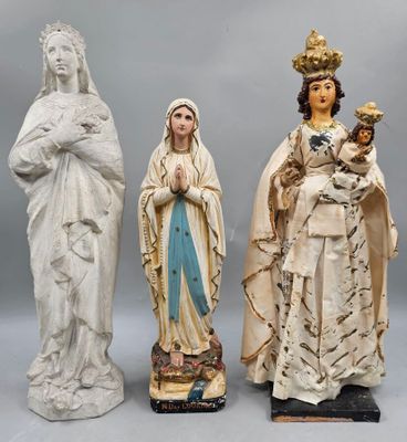 164 / D6 / Lot de trois statues religieuses : deux Vie… - Photo 1