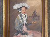 painting of a woman with a bird in her hand and a bird in her hand