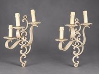 Lustre 8 8 lumières en bronze doré et pendeloques de verre. (photo 3)