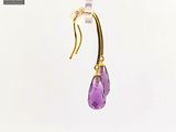 earrings with amethorate and gold in the shape of a tear