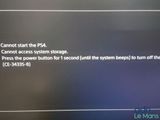 a screen with a message on it that says cannot ' t start the ps4