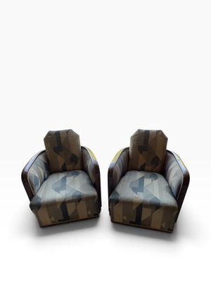 pair of art deco lounge chairs in the manner of paul frank for sale