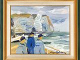 un tableau représentant deux personnes sur un bateau, le regard tourné vers l'océan