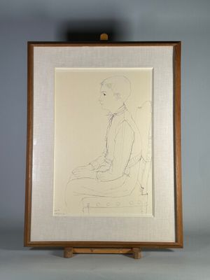 l'image d'un dessin représentant un homme assis sur une chaise