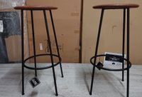 Lot de 2 Tabourets de bar JUNDRO- en bois et métal - 35x76 c… (photo 2)