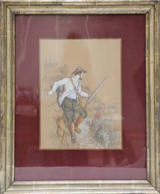 tableau représentant un homme avec une épée, encadré et accroché au mur