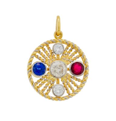 an image of a gold and diamond pendant
