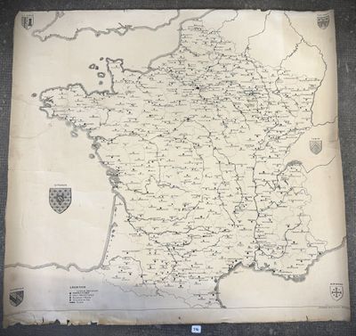 an old map of france with a coat of arms and a coat of arms