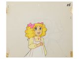 an image of a drawing of a girl with blonde hair and a pink bow