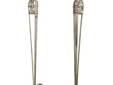 pair of antique wrought iron candlesticks
