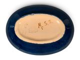 a blue and white plate that has a picture of an elephant on it