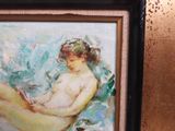 a painting of a woman sitting in a chair