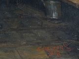 a painting of a vase with flowers in it on a table
