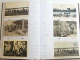 an open book with pictures of people and animals on it