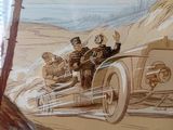 a picture of a picture of a man driving a car