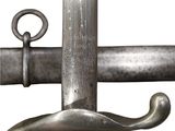 a close up of a sword with a metal handle