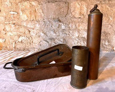 Poissonnière en cuivre + 1 obus + autre - Photo 1