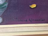 a picture of a painting of a yellow flower in a vase