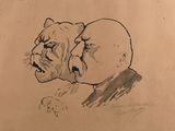 un dessin représentant un chat et un chien allongés par terre