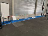 a white board in the middle of a gym