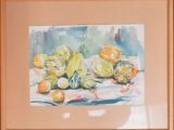 a picture of a painting of fruit on a table
