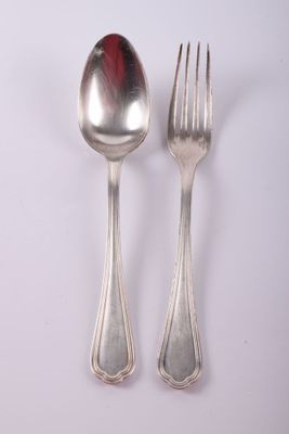 CHRISTOFLE Couvert en métal argenté modèle filets chiffré