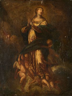 a painting of a woman holding a snake in her hands