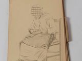 a drawing of a man sitting in a chair