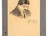 drawing of a man in a suit and tie with his eyes closed