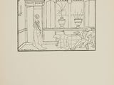 an illustration of a drawing of a woman sitting at a table in front of a window